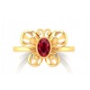 22K Gold Butterfly Red Stoned Ring Collection